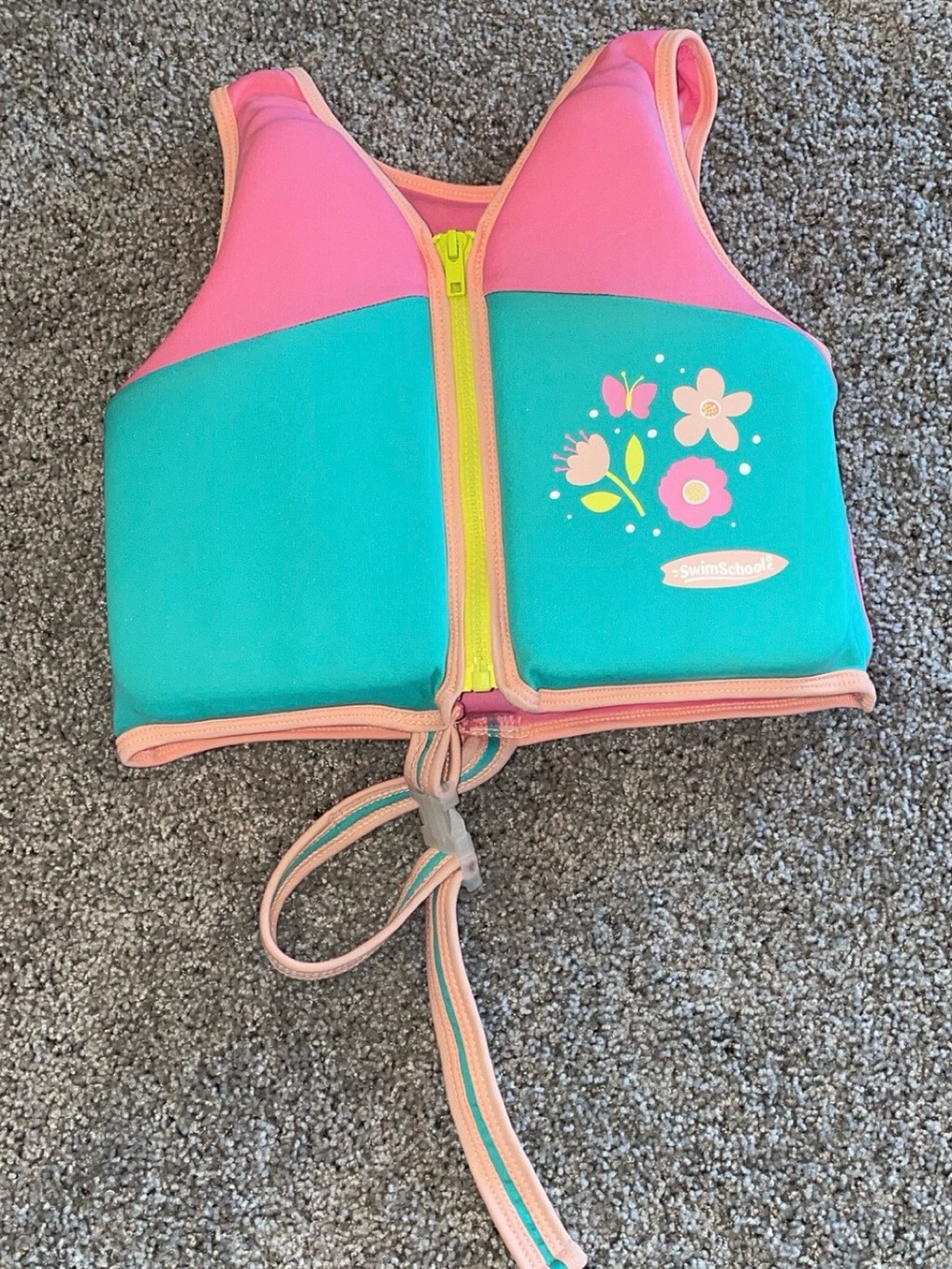 Kids' Pink & Teal Swim Rashguard Vest with Front Zip